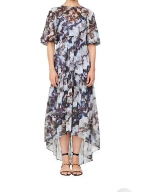 Marie Oliver Mags Floral Watercolor High-Low Maxi Dress in Multi-Color